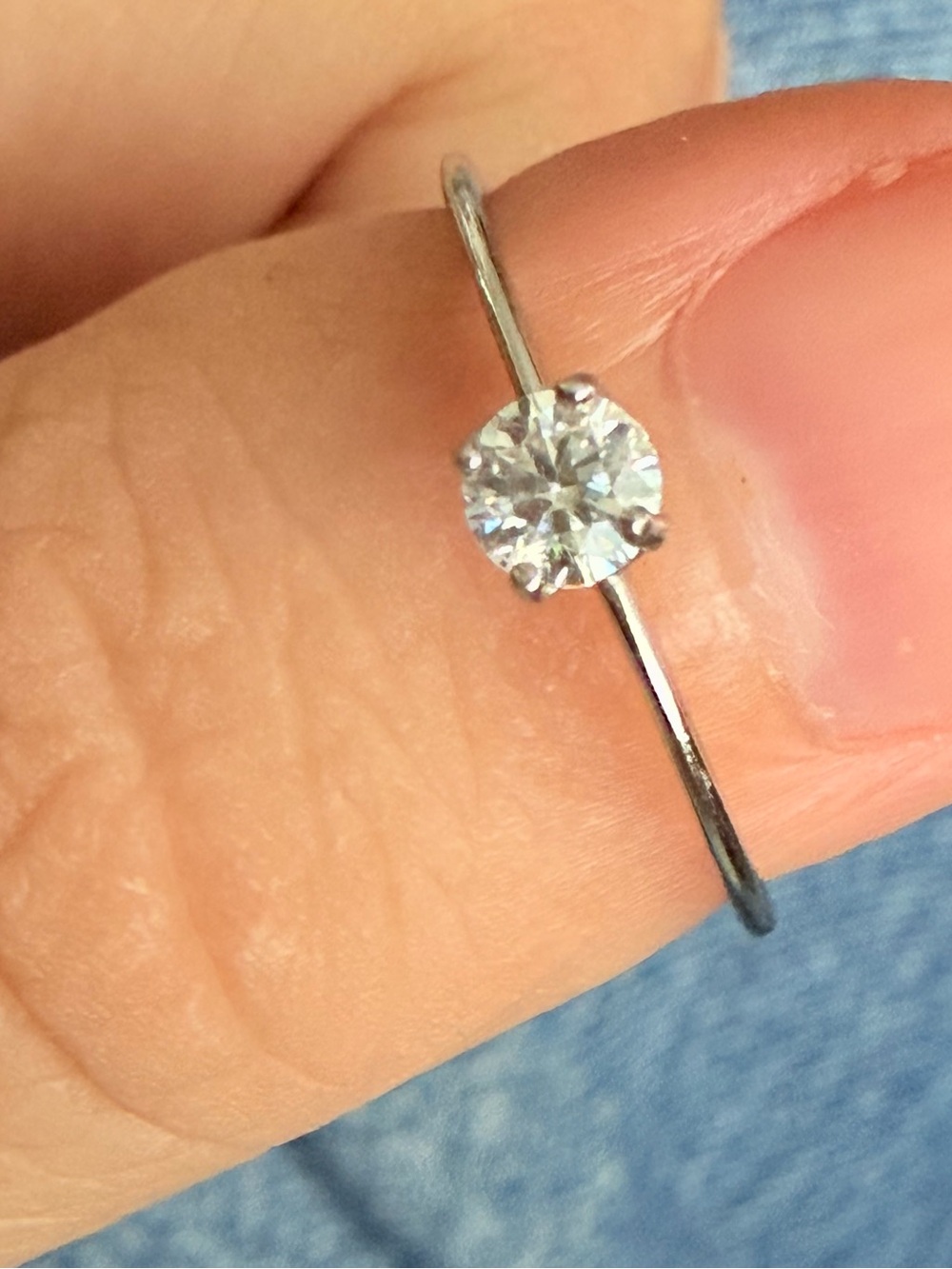 Minimalist Clear Stone Solitaire Ring in Silver